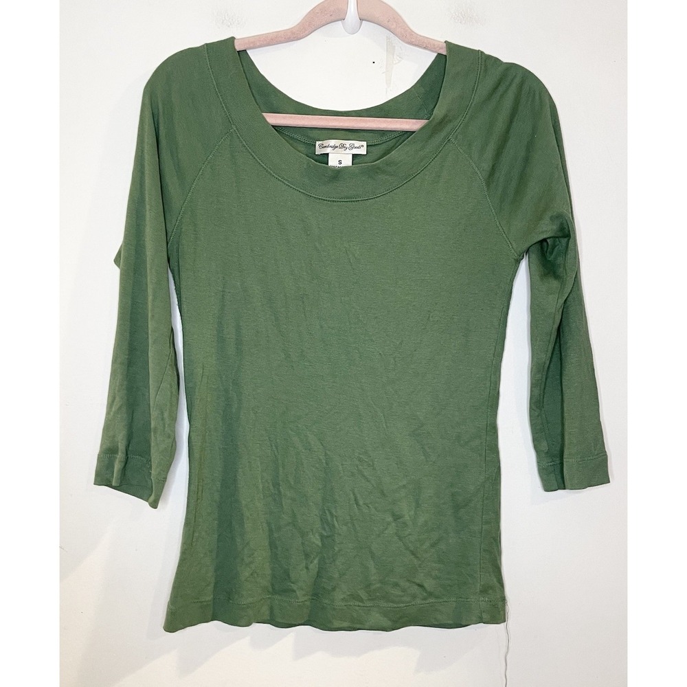 Cambridge Dry Goods Top Y2K Long Sleeves Green Pima Cotton Modal Peru S